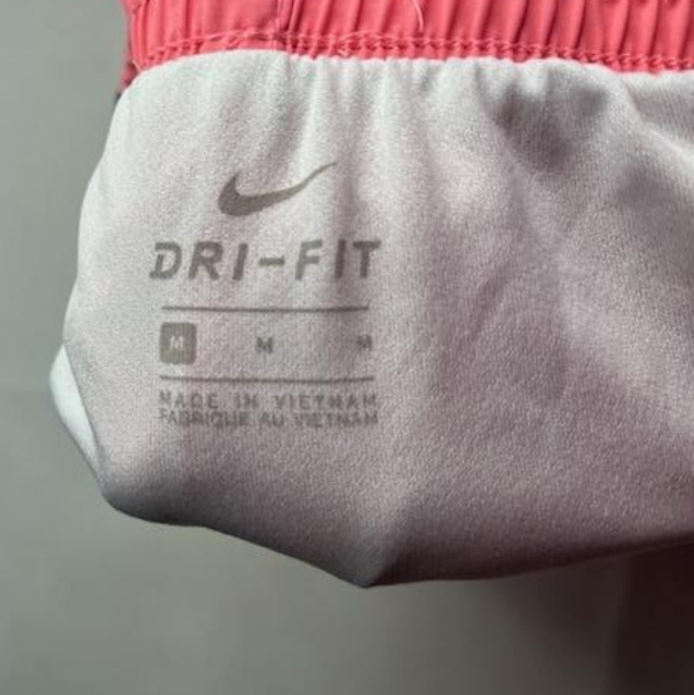 Nike dry fit Girls Athletic Running shorts size medium pink white S-1 - Picture 2 of 4